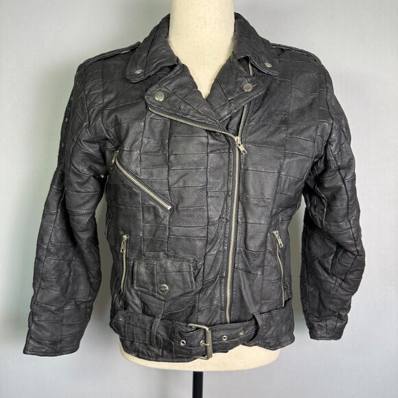 ACCENT on You 100% Leather Motorcycle Jacket, Black, Belt, Zipper, Sz S 2/$50 - Picture 1 of 16